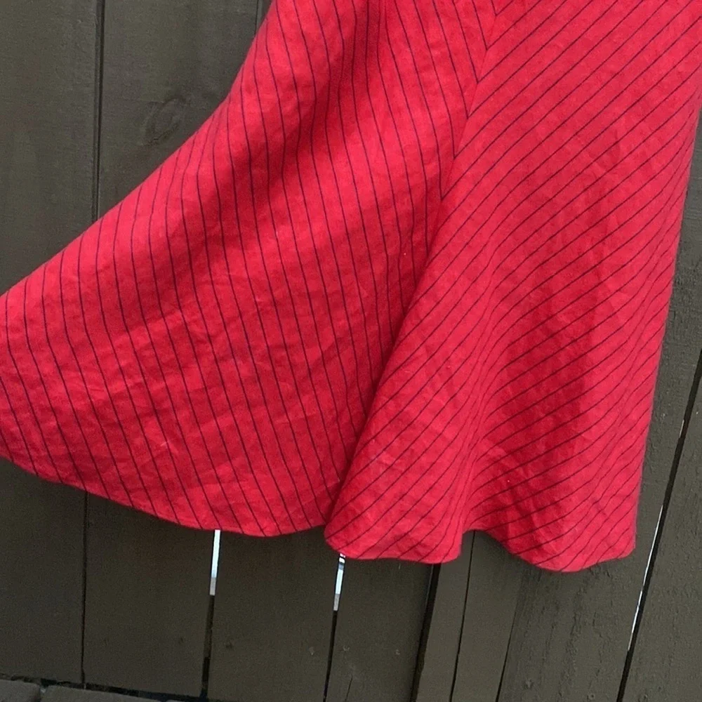 Ralph Lauren Black Label Exclusive Linen Nautical Red & Navy Stripe Midi dress 4 - Picture 5 of 14